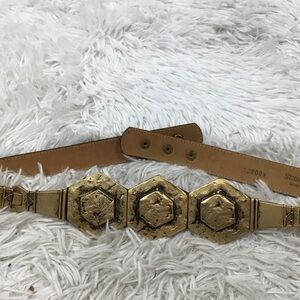 Vintage Designer Streets Ahead Gold Hexagon Buckle Belt M
